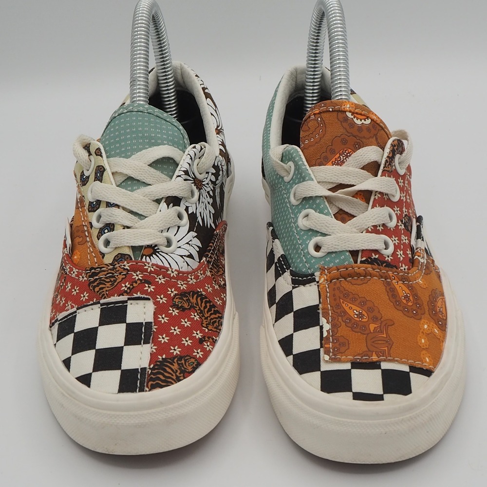 Vans Era Tiger Patchwork Women 6.5 Low Top Multi Color Mixed Print Skate Shoes - Picture 2 of 12
